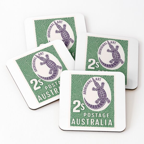 Item preview, 1948 Australia Aboriginal Art Crocodile Stamp designed and sold by retrographics.