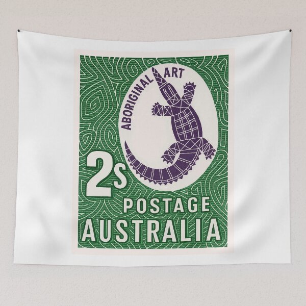 Item preview, 1948 Australia Aboriginal Art Crocodile Stamp designed and sold by retrographics.