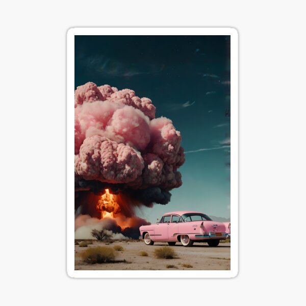 Artikel-Vorschau von Fotoposter im Retro-Stil der 50er Jahre, Foto in Pink, Poster mit nuklearen Explosionen, lebendige Kunst für Ihren Raum, eine schillernde Mischung aus Nostalgie und moderner Kunstfertigkeit, designt und verkauft von ButonDesign.