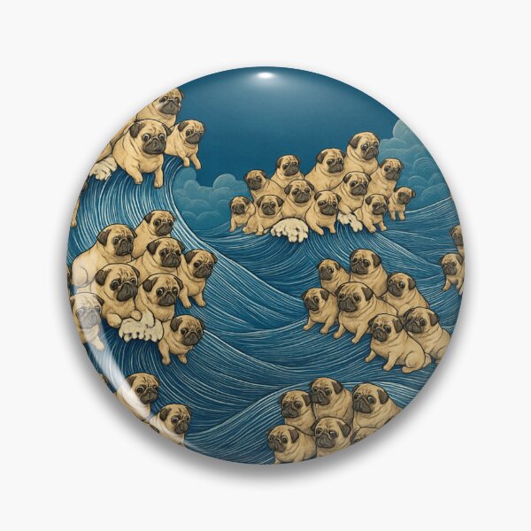 Item preview, The Great Pug Wave – Funny Pug Ocean Art designed and sold by THISPUGVIBE.