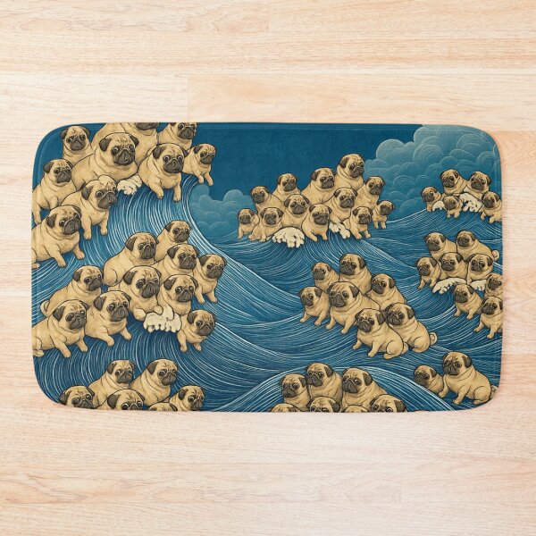 Item preview, The Great Pug Wave – Funny Pug Ocean Art designed and sold by THISPUGVIBE.
