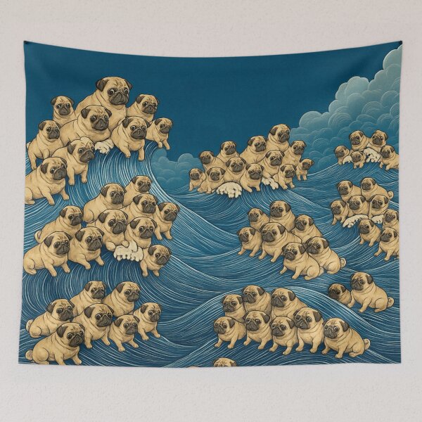Item preview, The Great Pug Wave – Funny Pug Ocean Art designed and sold by THISPUGVIBE.