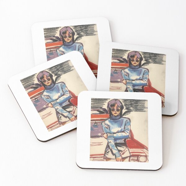 Item preview, woman and red car designed and sold by luniette.