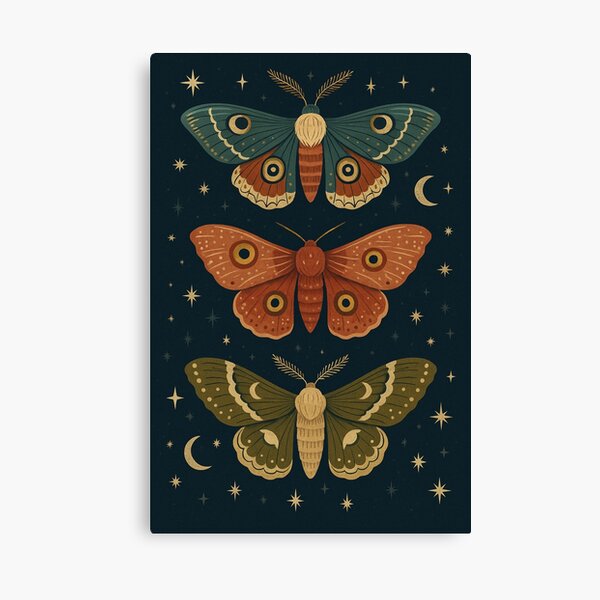 Item preview, Celestial Moths – Night Sky Moth Trio Art Print designed and sold by Andrea Lauren.