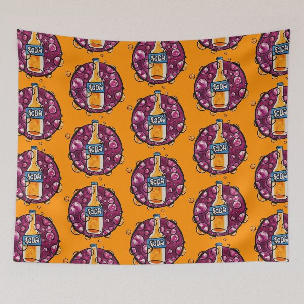 Item preview, Watercolor illustration of orange soda with bubbles in the background designed and sold by fmpanis98.