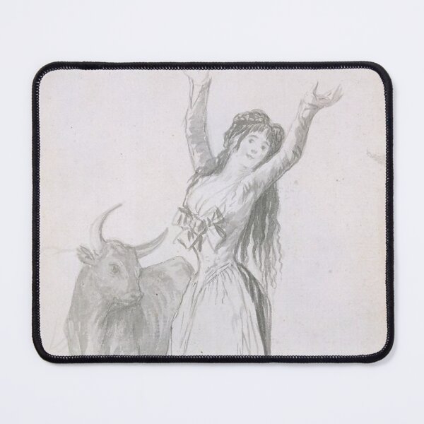 Item preview, 18th Century Sketch of a Spanish Girl Dancing with a Bull designed and sold by AnimaliaStar.