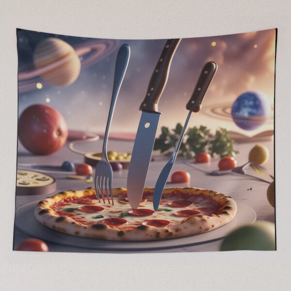 Item preview, Epic Space Pizza with Floating Cutlery designed and sold by Dream Output .