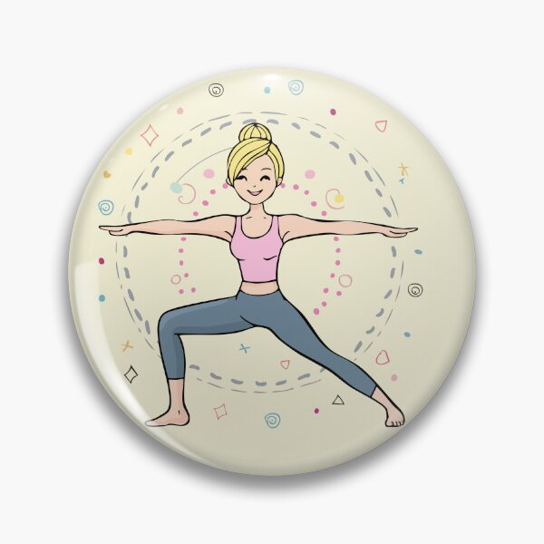 Item preview, Yoga Warrior Pose Illustration, blonde woman, light yellow pink designed and sold by angel-cat-22.