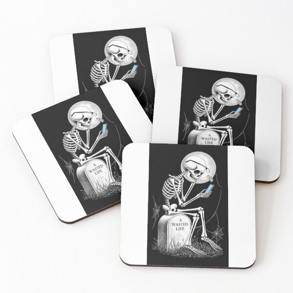 Item preview, A Wasted Life – Skeleton & Smartphone designed and sold by MOTAS FASHION .