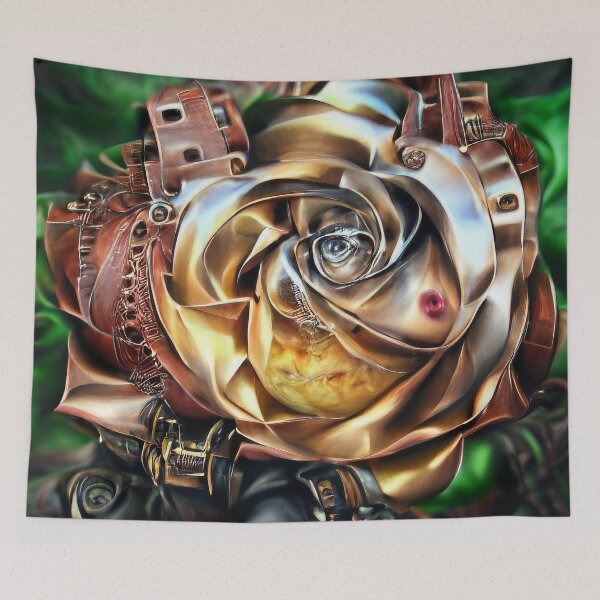 Item preview, Steampunk Rose with Surreal Face – Mechanical Floral Art designed and sold by CASturgill.