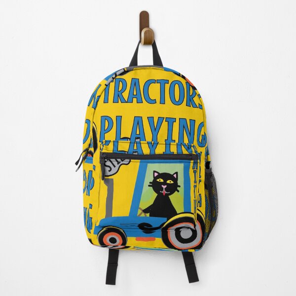 Item preview, Black cat farmer still playing with tractors designed and sold by fluffyfamcraft.
