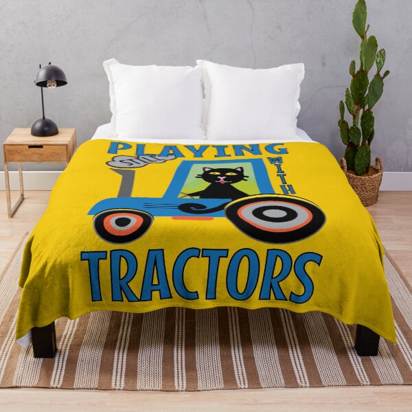 Item preview, Black cat farmer still playing with tractors designed and sold by fluffyfamcraft.