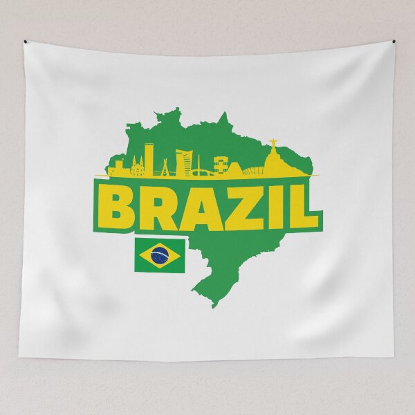 Item preview, Brazil Map, Flag, and Skyline designed and sold by UNK-Fatigues.