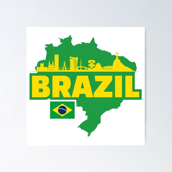Item preview, Brazil Map, Flag, and Skyline designed and sold by UNK-Fatigues.