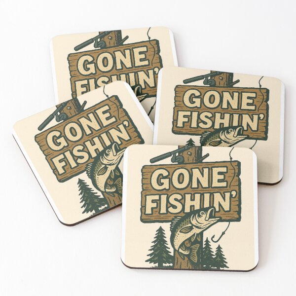 Item preview, Gone Fishin’ Vintage Tree Sign Art designed and sold by dessertcruzing.