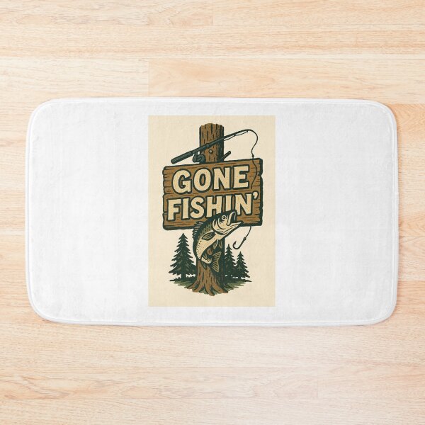Item preview, Gone Fishin’ Vintage Tree Sign Art designed and sold by dessertcruzing.