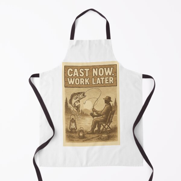 Item preview, Cast Now Work Later Vintage Fishing Scene designed and sold by dessertcruzing.