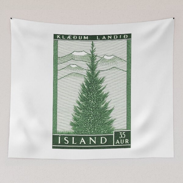 Item preview, 1957 Iceland Spruce Tree Postage Stamp designed and sold by retrographics.