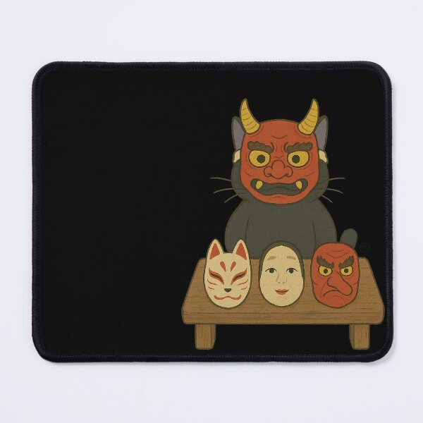 Item preview, Black Cat Japanese Mask - Oni Cat Japanese Kawaii Neko designed and sold by Kabuji Store.