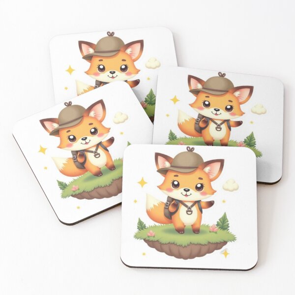Item preview, Kawaii Fox Traveler Sticker – Cute Fox Waving in Pastel Forest designed and sold by CreatvShop.