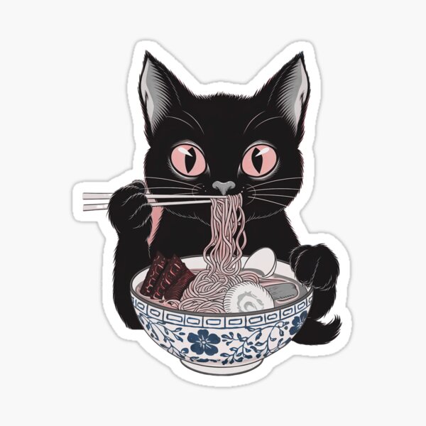 Item preview, Vintage Cat Eating Ramen Noodles designed and sold by Roy & Tiffany.