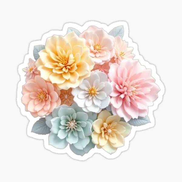 Item preview, Pastel 3D Paper Flowers Bouquet – Elegant Floral Art designed and sold by Zumpkin.
