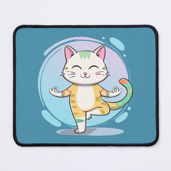 Item preview, Yoga cat cartoon in bright colors designed and sold by angel-cat-22.