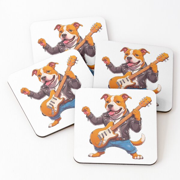 Item preview, Cute Rockstar Pitbull Cartoon – Fun Music Lover Dog Art designed and sold by Fredster1966.