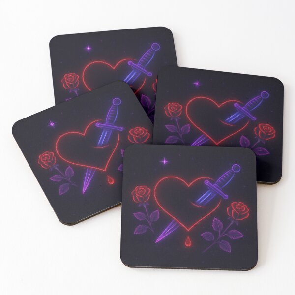 Item preview, Neon Heart Dagger & Roses designed and sold by FabTragedy.