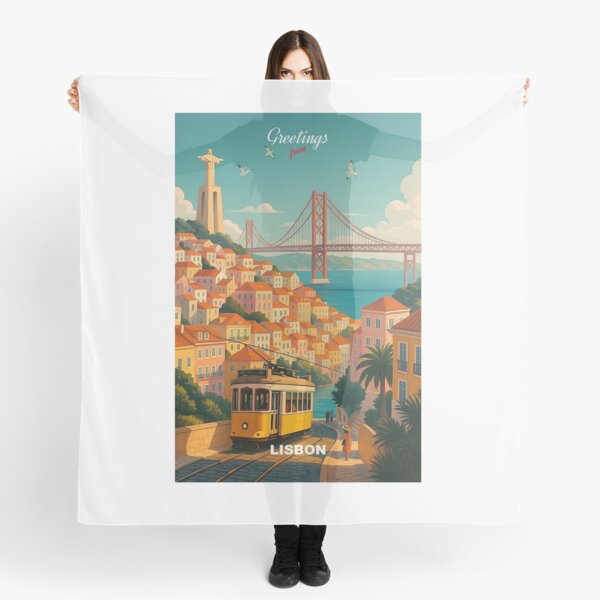 Item preview, Greetings from LISBON Portugal - Modern Colorful City View designed and sold by Earth Celebration Designs.