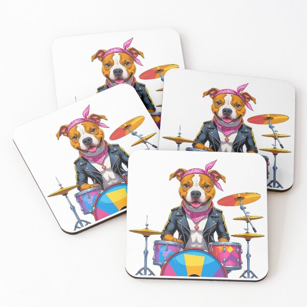 Item preview, Cute Rockstar Pitbull Cartoon – Fun Music Lover Dog Art designed and sold by Fredster1966.