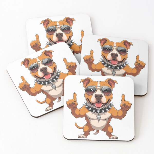 Item preview, Adorable Rockstar Pitbull Cartoon – Fun Music Lover Dog Art designed and sold by Fredster1966.