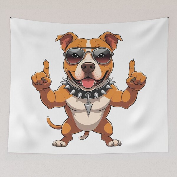 Item preview, Adorable Rockstar Pitbull Cartoon – Fun Music Lover Dog Art designed and sold by Fredster1966.