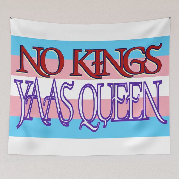 Item preview, No Kings Yaas Queen – Trans Flag Pride Typography Design designed and sold by aadventures.