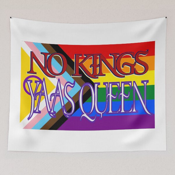 Item preview, No Kings Yaas Queen – Inclusive Pride Flag Typography Statement designed and sold by aadventures.