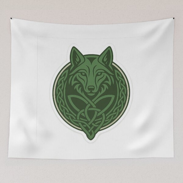 Item preview, Celtic Wolf Emblem – Tribal Knotwork Design in Deep Forest Green designed and sold by Tommy Studio.