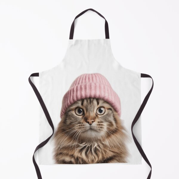 Item preview, Cozy American Bobtail Cat Wearing Pink Winter Hat Trendy Animal Fashion Artwork designed and sold by LazyOwlStore.