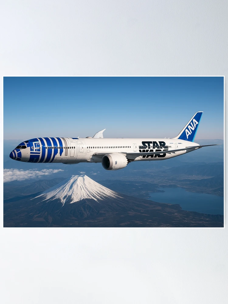 ANA 787 R2-D2 Star Wars Livery Over Mount Fuji