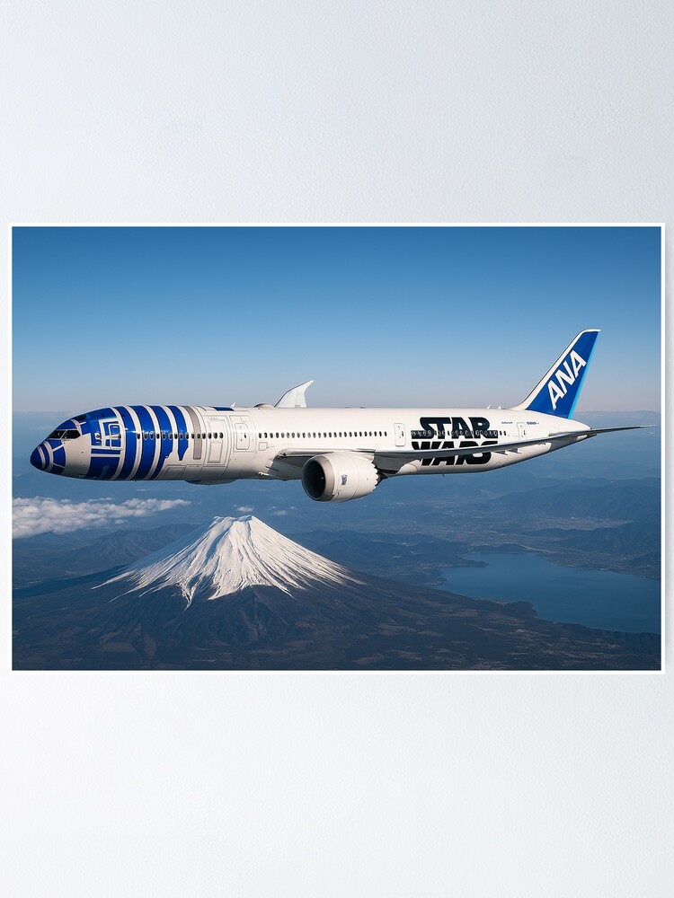ANA 787 R2-D2 Star Wars Livery Over Mount Fuji