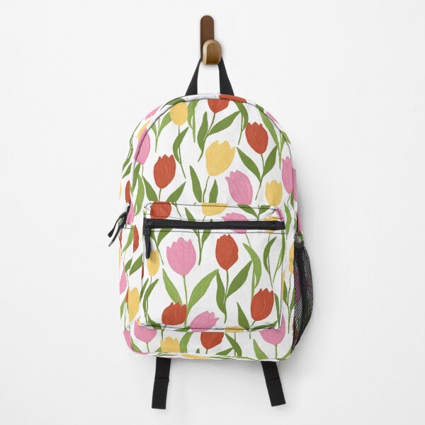 Item preview, Colorful red pink yellow tulip field spring blooms on white background designed and sold by PrettywithColor.