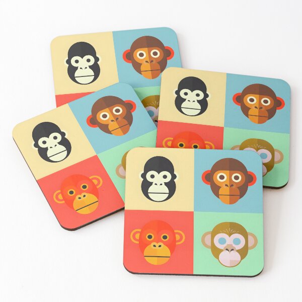 Item preview, Colorful Minimalist Monkey Faces Sticker – Retro Pop Art Primate Design designed and sold by FestivityFinds.