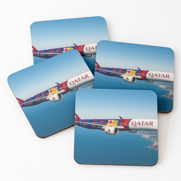 Item preview, Qatar Airways A350 FC Barcelona Over the Mediterranean designed and sold by Skyframe Aviation.