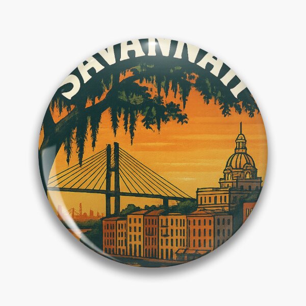 Item preview, Savannah Georgia Sunset Vintage Travel Design designed and sold by Grant-Works.