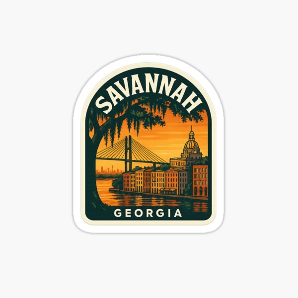 Item preview, Savannah Georgia Sunset Vintage Travel Design designed and sold by Grant-Works.