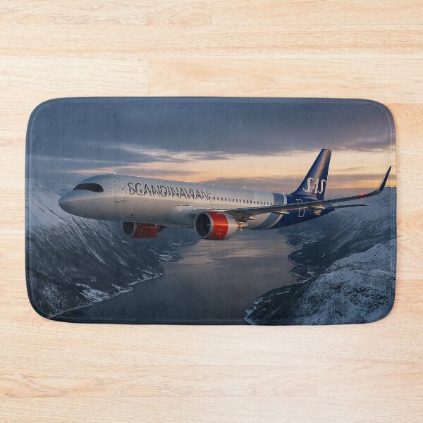 Item preview, SAS A320neo in Scandinavian Colors Over Winter Fjords designed and sold by Skyframe Aviation.
