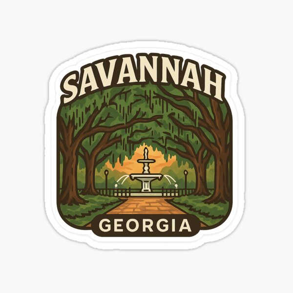 Artikel-Vorschau von Savannah Georgia Sonnenuntergang Brunnen Szene, designt und verkauft von Grant-Works.