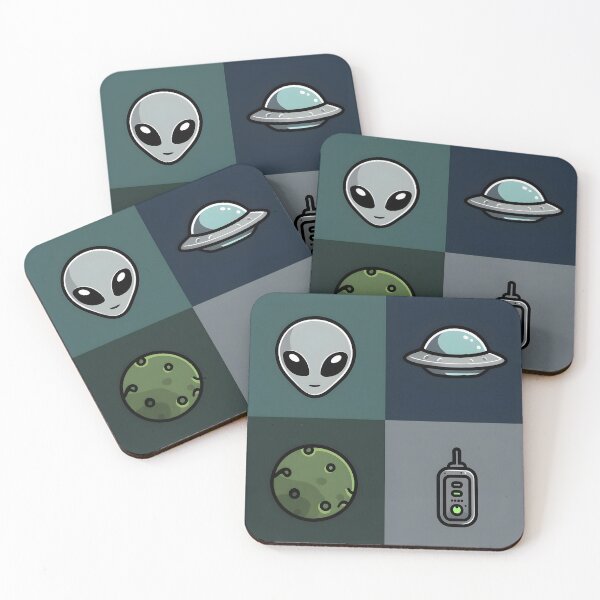 Item preview, Cute Alien Space Elements Sticker – UFO, Planet, Communicator & Grey Alien Face designed and sold by FestivityFinds.