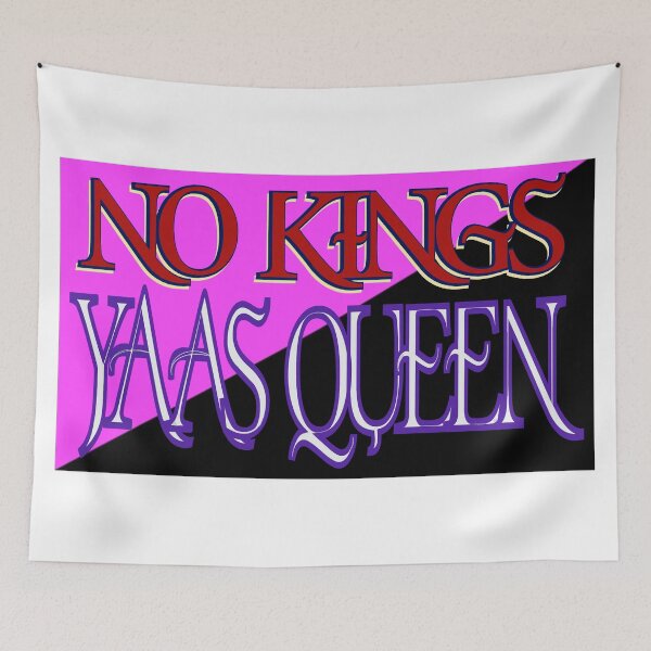 Item preview, No Kings Yaas Queen – Queer Anarchy Flag Protest Typography designed and sold by aadventures.