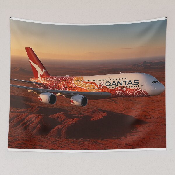 Item preview, Qantas A380 in Yam Dreaming Livery Over the Outback designed and sold by Skyframe Aviation.