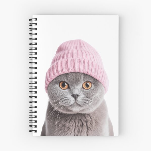 Item preview, Cozy British Shorthair Cat Wearing Pink Winter Hat Trendy Animal Fashion Artwork designed and sold by LazyOwlStore.